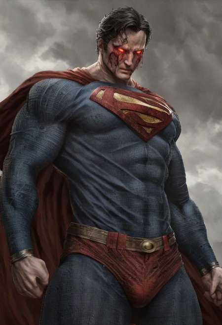 (best quality, masterpiece, colorful, dynamic angle, highest detailed) 
realistic portrait beautiful concept art of superman scene when he bleeding and turns into mutant, horror, created by gustave dore and greg rutkowski, high detailed, smooth draw, trending on artstation.