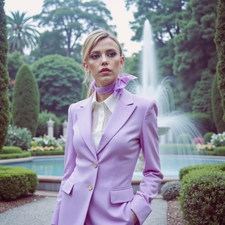 watercolor painting ethereal fantasy concept art of  surrealist art analog photography, analog photo, a stunning woman in a  gothic garden in the background a beautiful fountain, she's wearing a pastel purple women's suit, a white blouse and a purple scarf . A candid, close up shot <lora:Riley_Voelkel:1> rileyv . dreamlike, mysterious, provocative, symbolic, intricate, detailed, magnificent, celestial, ethereal, painterly, epic, majestic, magical, fantasy art, cover art, dreamy . vibrant, beautiful, painterly, detailed, textural, artistic, RAW candid cinema, 16mm, color graded portra 400 film, remarkable color, ultra realistic, textured skin, remarkable detailed pupils, realistic dull skin noise, visible skin detail, skin fuzz, dry skin, shot with cinematic camera