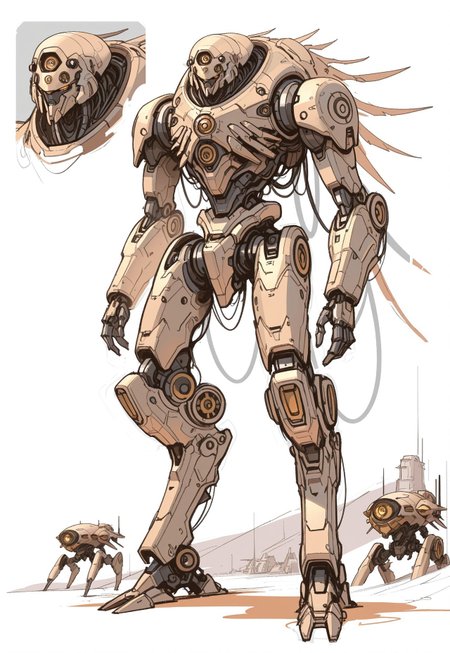 concept art, sketch, best quality, mecha, robot, no humans, wires