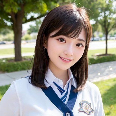 one teenage cute girl in AKB48 uniform, 
AKB48 Team TP, AKB48 uniform,
(masterpiece, best quality:1.2), ultra high res, (photorealistic:1.4), detailed skin, cinematic lighting,
friendly, intelligent, conversation engaging, happy,
kind, energetic, cheerful, creative, with sparkling eyes and a contagious smile, 
 <lora:taiwanDollLikeness_v10:0.25> <lora:japaneseDollLikeness_v10:0.25>