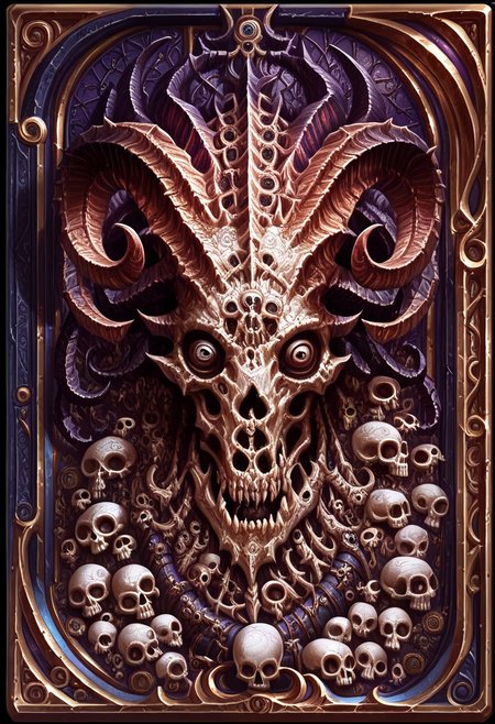 Card, Tarot, graphic border, Illustrative, Dark, porcelain, , skull, detailed, horns, ritualistic, intricate white background, geometric shapes, many eyes,
score_9, score_8_up, score_7_up,