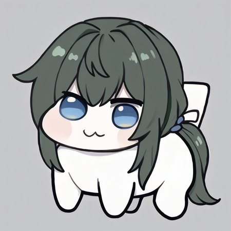 <lora:Doro_X_PDXL_V1:1.0> doro, creature, :3, chibi, no humans, white skin, four legs, solid circle eyes, no pupils, <lora:hildakr-ponyxl-beta1-11:1.0>, HildaKRDef, green hair, low ponytail, gradient eyes, blue eyes, simple background,