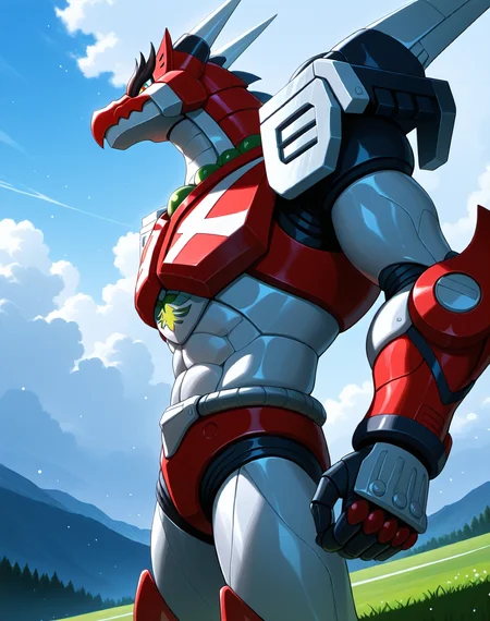 <lora:Magma_Dragoon_(Mega_Man_X)_(Illustrious)_(AD):1> Magma Dragoon, reploid, MMX, 
exterior, sky with clouds, grassy valley,
male focus, intense shadows, dynamic shadows, intricate details, attention to details, gradient coloring, bright vivid colors, robot, bent leg, glossy metal body, dragon, cowboy shot, abs, side view, 
BREAK very awe, masterpiece, best quality, amazing quality, very aesthetic, highres, absurdres, photographic realism, 8K CGI render,
EZRealPONYXL, zPDXL, Smooth Quality, lazynsfw,