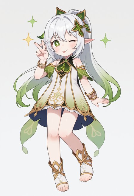 score_9, uncensored, source_anime
BREAK
nahida \(genshin impact\), 1girl, bare legs, blush, bracelet, dress, elf, feet, full body, green eyes, green hair, jewelry, long hair, looking at viewer, multicolored hair, one eye closed, pointy ears, ponytail, simple background, smile, solo, sparkle, symbol-shaped pupils, toeless footwear, toenails, toes, tongue, two-tone hair, v, white background, white hair
<lora:opossumachine_pony_v1_adafactor:1>