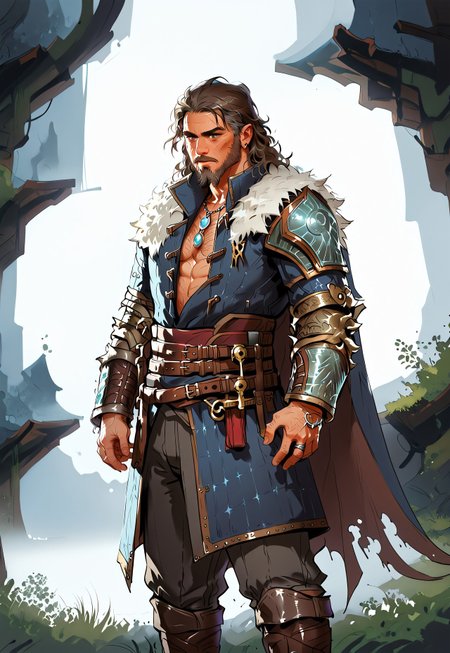 safe_pos, Stable_Yogis_PDXL_Positives, (score_9, score_8_up, score_7_up, score_6_up), source_nsfw, hkmagic, casting nature magic, druid magic, druid, ((face focus, eye focus, dynamic angle, motion)), 1male, mature male, ((solo)), fantasy, Tarot Card Style, ((IfanBM, mature male, tan skin, long hair, wavy hair, brown hair, grey streaks, aging, mid 40s, DILF, muscular, tanned skin)), ((brown hair, greying hair)), tan skin, ((dark-blue coat, fur-trim, belt, pants, boots, necklace, rings, bracelet)), ((hairy chest, hairy arms)), druid, magic, (beach paradise), watercolor \(medium\), traditional media, hairy chest, very hairy, dutch angle, breathless intimacy, textured skin, big eyes, seductive eyes, detailed skin, ((muscular body, broad-shouldered, narrow waist)), sensual gaze, intense gaze,
warm light, detailed, neon dark party
 BREAK
milky way, runes, arcane, astral, surreal, ethereal glow, masterpiece, best quality, intricate design. colorful, moonlit nightsky, moody whimsical color palette, bold soldering lines, volumetric light shining through, crepuscular rays, intricate craftsmanship, detailed texture, luminous transparency, reflective light play, vivid hues, atmospheric depth, enchanting silhouette, art nouveau,
<lora:checkpoint-e18_s342:1>, Details extra++