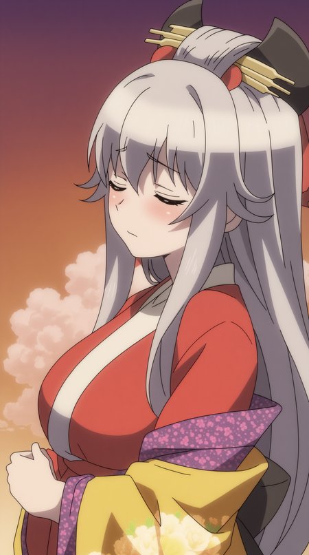score_9, score_8_up, score_7_up,anime_source, source_anime, best background, detailed background, anime screencap, 4k, upscale,  Ginko, solo, hair ornament, closed eyes, horns, japanese clothes, Ginko, solo, blush, hair ornament, japanese clothes, kimono, looking to the side, hair stick  <lora:JN_Ginko_Pony:0.8>