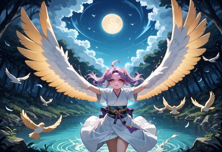 best resolution,score_9,score_8_up,score_7_up,score_6_up,score_8,score_7,score_6,best quality,masterpiece,source_anime,1girl,solo,kawaii,cute,winged_arms,A majestic harpy with dark feathers and glowing red eyes,wearing black japanese kimono,flying soaring through a stormy night sky.moonlight, starlight, firelight,wise,moonlit night sky,wind,cowboy shot,focus on face,dynamic shot, Expressiveh,eyesHD,high gradient eyes,detailed eyes,high definition eyes, <lora:Eyes_High_Definition:0.25> <lora:Expressive_H:0.75> <lora:winged_arm_style:0.85>
