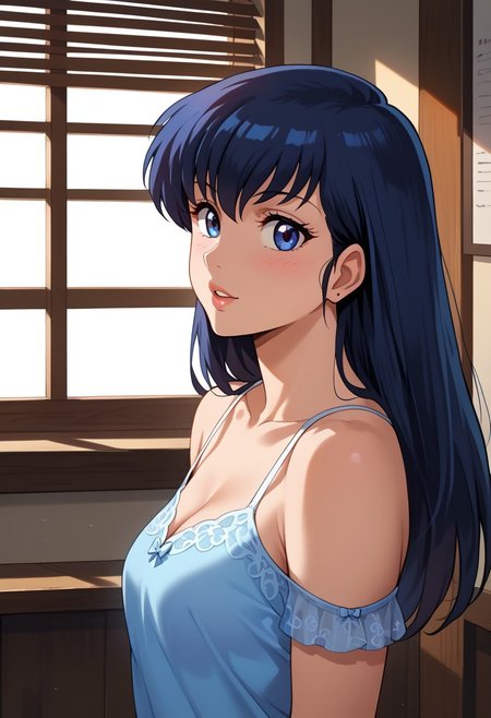 score_9,score_8_up,score_7_up,quality_art,ultra detailed,source_anime,anime coloring,source_illustration,quality_masterpiece,quality_best,quality_detailed,official art,1girl(25years old),<lora:pony_xl_otonashikyoko:0.9>,kyoko,solo,full_shot,intense sunlight,body line silhouette through in sunlight,blue_camisole dress,long hair,emotion_content,uncensored,standing,(upward bust:1.2),
indoors,large_window,
morning,see-through body line,(see-through silhouette:0.8),<lora:Pony_DetailV2.0:1>,from_side,looking_at_viewer,