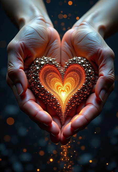 aidmaimageupgrader, a high quality digital image of intricate multilayered love is the answer, born of science, pair of hands, battle