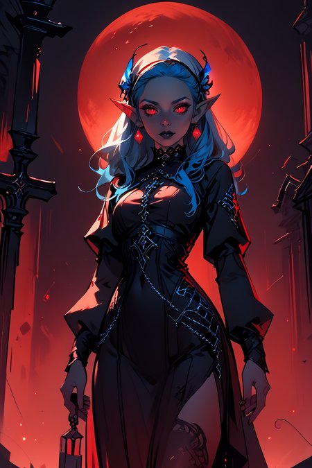 1woman, sexy, petite, skinny legs, long hair, white hair with blue highlights, <lora:Dark Nun (Pony):0.7> nun, in a dark cemetery, night, red moon, <lora:Dark_Aura_for_Pony:1> dark aura, score_9, score_8_up, score_7_up, score_6_up, score_5_up, score_4_up, <lora:K040790P:0.4> 040790P, woman, elf, 24 years old, <lora:Breast Slider - Pony_alpha1.0_rank4_noxattn_last:0.5>, (tiny waist, flat stomach, narrow hips), <lora:Aesthetics_Enhancer_pony:0.8> EnhanceImage, <lora:GRIM_v1:1>  greyscale, monochrome, limited palette, horror (theme), eldritch abomination, chaotic, silhouette,