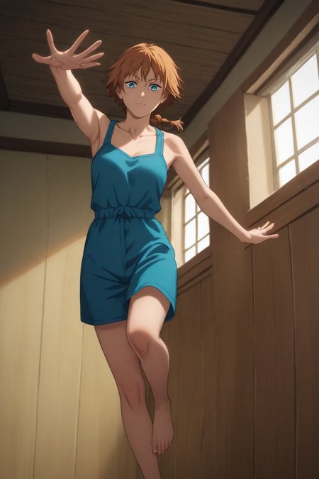 score_9, score_8_up, score_7_up, source_anime, rating_safe, , (photorealistic:0.6), , , 1girl, Sapphire eyes, ash brown hair,, solo, wide angle, wide shot, cowboy shot, atlantis, indoors, dark, jumping, speaking, talking, <lora:chainsaw_man_style_pony:0.78>, chainsaw_man_style, , <lora:sdxl_lightning_8step_lora:1>