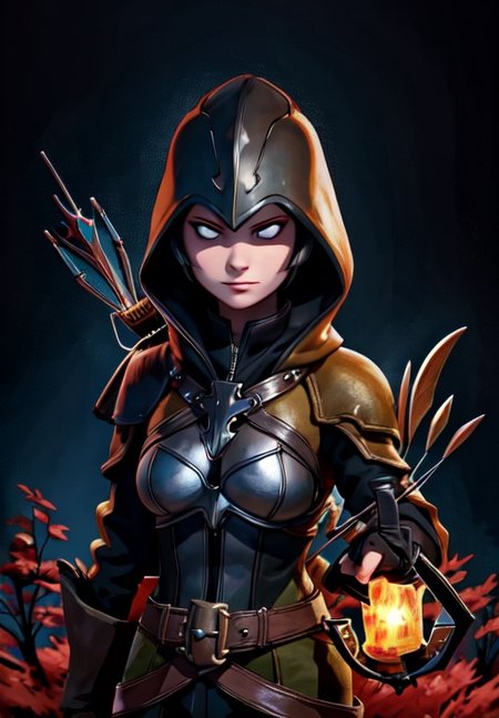 <lora:demon_hunter:0.8>, demon_hunter, 1girl, portrait, smirk, darkness, black clothes, holding crossbow,, (cognitive, dramatic, enchanting, imaginary, methodological:1.3)