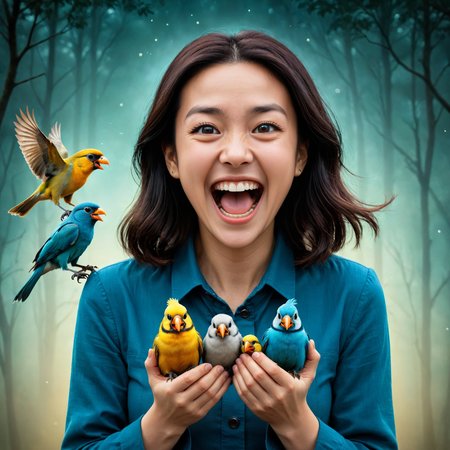 8k photorealistic oil and watercolor pastel<lora:oil_and_watercolor_pastel:1>  by (((Andy Kehoe) and Mark Ryden) and Goro Fujita) and Nikolai Ge, cute woman holding two birds, maniacal laughter <lora:maniacal_laughter:1.5> <lora:dual_pisols:1.25>, dof, <lora:more_art:0.20><lora:huge_anime_eyes:0.85><lora:attractive:0.75><lora:great_lighting:1.00><lora:aesthetic:0.85><lora:photorealistic_portrait:0.85><lora:clothing_slider:1.00><lora:RMSDXL_Enhance:0.35><lora:RMSDXL_Creative:0.35><lora:RMSDXL_Photo:0.45><lora:RMSDXL_Darkness_Cinema:0.50><lora:XDetail_heavy:0.45><lora:perfect_eyes:0.15><lora:perfect_hands:0.15><lora:midjourney:-0.15><lora:looking_at_viewer:0.75>