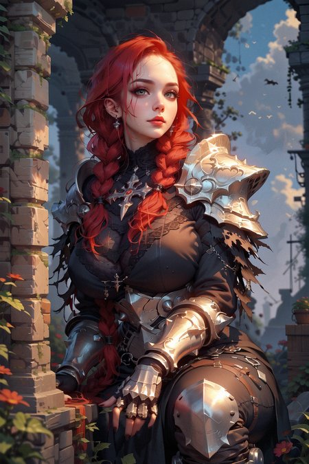 score_9, score_8_up, score_7_up,zPDXL,d3p1x3l, pixel art,negative_hand,gothic,1girl,solo,mature female,minotaur female,fat body,furry body,human face,(huge breasts:1.1),hooves,big waist,long hair,red hair,four braids, long braids,,sweat, musk, wet skin,gothic armor,armor knee pads,armor breast, best quality, masterpiece, uncensored, prefect lighting,

<lora:43stl1ght1ngXLP2>, <lora:AsuraLycoXL:0.8>, <lora:d3p1x3lXLP>,d3p1x3l, pixel art, <lora:Pony_DetailV2.0>,detailed,