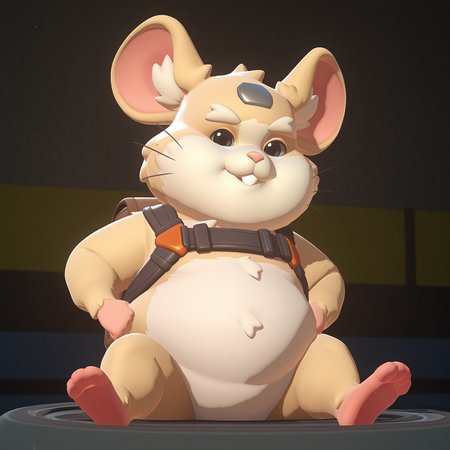 1boy, 3d, solo, Hammond, Hamster, Furry, Furry male, male, fluffy, black eyes, big ears, pink inner ears, white ear fluff, brown fur, white fur, two tone fur, pink nose, :3, whiskers, buckteeth, pink hands, pink feet, backpack, chubby

BREAK mischievous grin, hand on hips, sitting, full body, looking at viewer, abstract background

BREAK best quality, amazing quality, very aesthetic, absurdres, newest, masterpiece, high quality