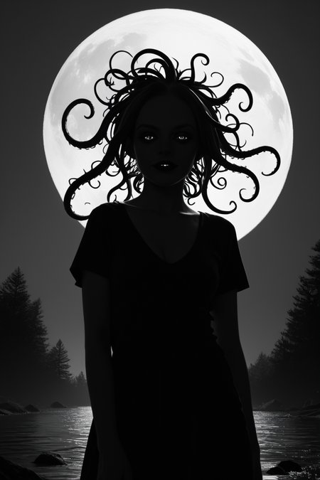 score_9, score_8_up, score_7_up, score_6_up, score_5_up, score_4_up, <lora:GRIM_v1:1>  greyscale, monochrome, limited palette, horror (theme), eldritch abomination, chaotic, silhouette,, <lora:K040790P:0.8> 040790P, woman, 24 years old, <lora:Breast Slider - Pony_alpha1.0_rank4_noxattn_last:0.3>