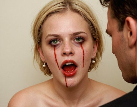 cinematic still the woman has her hair tied back in bloody poses, 1girl, solo, looking at viewer, short hair, open mouth, blonde hair, simple background, 1boy, white background, green eyes, male focus, teeth, blood, portrait, blood on face, realistic, horror \(theme\), guro . emotional, harmonious, vignette, 4k epic detailed, shot on kodak, 35mm photo, sharp focus, high budget, cinemascope, moody, epic, gorgeous, film grain, grainy, (masterpiece), (best quality), (ultra-detailed), the woman has her hair tied back in bloody poses, 1girl, solo, looking at viewer, short hair, open mouth, blonde hair, simple background, 1boy, white background, green eyes, male focus, teeth, blood, portrait, blood on face, realistic, horror \(theme\), guro, illustration, disheveled hair, detailed eyes, perfect composition, moist skin, intricate details, earrings, the woman has her hair tied back in bloody poses, 1girl, solo, looking at viewer, short hair, open mouth, blonde hair, simple background, 1boy, white background, green eyes, male focus, teeth, blood, portrait, blood on face, realistic, horror \(theme\), guro, highly detailed, cinematic composition, sharp, breathtaking, extremely