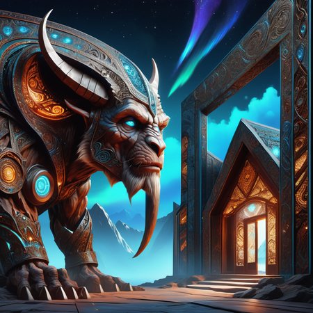 hyper detailed masterpiece, dynamic, awesome quality,DonM0ccul7Ru57XL , male female elderly, muscular, middle easterner, light blue eyes, asymmetrical ears, aquiline nose,  soft jaw,   heart face shape,   chin, mahogany long bob hair, fear wearing  wide-leg cropped pants,  sequin top,   choker , leaning forward with curiosity, data centers, vinyl siding,polycarbonate roofing roof, halogen floodlights,northern lights, moving head lights ,rust,<lora:DonM0ccul7Ru57XL-000006:0.8>