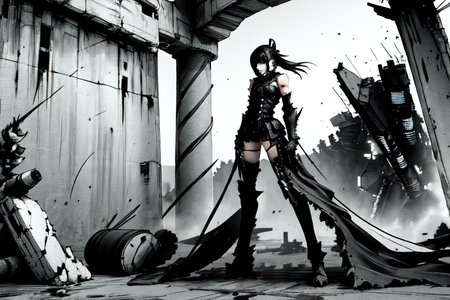 highly insanely detailed, masterpiece, top quality, best quality, highres, 4k, 8k, RAW photo, (very aesthetic, beautiful and aesthetic),  
tsutomu nihei,nihei_tsutomu,blame!,blame gakuen!,abara,TNstyle,sidonia_no_kishi,(deep horizon,lab,giant room,sidonia \(ship\),hangar,city ruins,tunnel,megastructure in background,tower,space,spacecraft),cyberpunk,dystopia,destroyed,open space,decrepit,no human,flock,biomachine,bioluminescence,science fiction,empty, 
<lora:ABARA:1>, 
(1girl:1.3), 
solo focus, 
a colorful background,(colored marble background,Abstract colored fractal background,multicolored background),âââ