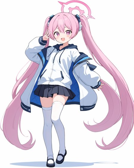 koyuki \(blue archive\),1girl, solo, halo, twintails, white_background, black_skirt, white_hoodie, full_body, id_card, simple_background, looking_at_viewer, pleated_skirt, white_thighhighs, v, arm_up, long_sleeves, open_mouth, :d, fang
<lora:koyuki_(blue_archive)_image708_2023-11-28-000012:1>halo. gorgeous,key visual, vibrant, studio anime,award-winning, professional, highly detailed,high budget, cinemascope