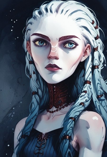 score_9, score_8_up, score_7_up,  gwyndala, alien, tendril hair, long hair, blue eyes, dreadlocks, hair accessories, (collarbone), (colored skin, pale skin, blue skin:1.3), (elaborate ball gown), off the shoulder,  large pearl necklace, indoors, dark room, (beam of light), solo, dark wood, wealthy parlor, slender, skinny, small breasts,