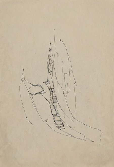 a professional hand sketch of architecture,
(POV view , DOF, first people view from the entrance, low angle shot:1.4),
(Ancient civilization, Alien Prometheus movie scene, dune movie scene:1.5), (The colonial city of the future, in the mist-filled Grand Canyon, on an unknown Earth-like planet, 2 moon on sky, Spaceship flight connects colonies, waterfulls:1.3), (Machu Picchu, a mountain settlement, incredibly spectacular:1.2), (Mario Botta:1.3), (avant-garde, future, reality, science fiction, photorealistic), (modern architecture:1.2), White limestone with black granite, fountain, waterfall, landmark, square, path, narrow street,
(Large Files, Ultra Realistic, 8K, 16k, FHD, HD, VFX, Perfect, Photography, composition, Architecture Sales Photography, Architecture Competition, Ultra High Resolution, Cinematography, High Resolution Image:1.1), (dramatic lighting, direct sunlight, ray tracing, clear shadow:1.2),  (real landscape:1.1), (blurred background:1.0), (urban background, more_details) ,
great lighting, extremely detailed, hillscastel, Neo Classic, Architecture sketch