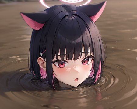<lora:partially_submerged:1> 
1girl,kokona,halo,:o,portrait,(detailed_face:1.2),scared, partially submerged, mud,cleavage,messy<lora:kazusa:1>
