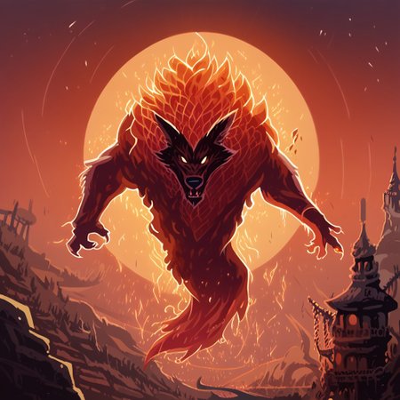 score_9, score_8_up, score_7_up, score_6_u  A massive Dire Wolf with a perfect, detailed face, performing extreme parkour, captured mid-air in a powerful, dynamic pose, like a champion from League of Legends. The character exudes greatness, heroism, and the aura of an invincible god. The epic armor, adorned with intricate details and a few battle scars from intense combat, adds to the character's heroic stature. Set against an atmospheric landscape with the warm, golden hues of a sunset, blended with soft purples and oranges, the environment frames the figure dramatically. The character’s aggressive yet graceful pose, leaping through the air with a parkour motion, emphasizes the heroic perspective. Painted in brunaille underpainting style, the lighting evokes a dark fantasy atmosphere with soft orange and deep violet contrasts, inspired by hard edge painters. The cinematic shot, captured on 70mm film, immerses the viewer in an expansive, dramatic sunset scene.