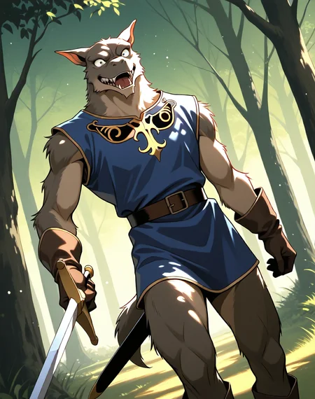 <lora:Kobold_(Record_of_Lodoss_War)_(Illustrious)_(AD):1> kobold, muscular, Record of Lodoss War, 
dutch angle, exterior, battleground, dynamic action, dutch angle, fantasy forest, nature landscape, 
kobold soldier, no pants, fur tail, furry body, cowboy shot, sword, bent leg, twisted torso, male chest focus, mocking expression, 
BREAKvery awe, aesthetically pleasing, masterpiece, best quality, amazing quality, very aesthetic, perfect depth of field shot, masterclass color theory, in'ei, gradient style coloring, source_anime, masterclass anime, 
EZRealPONYXL, zPDXL, Smooth Quality, lazympos, IllustQualXL_Pos, lazynsfw,