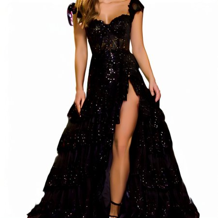 Sequin fitted mermaid gown with high slit