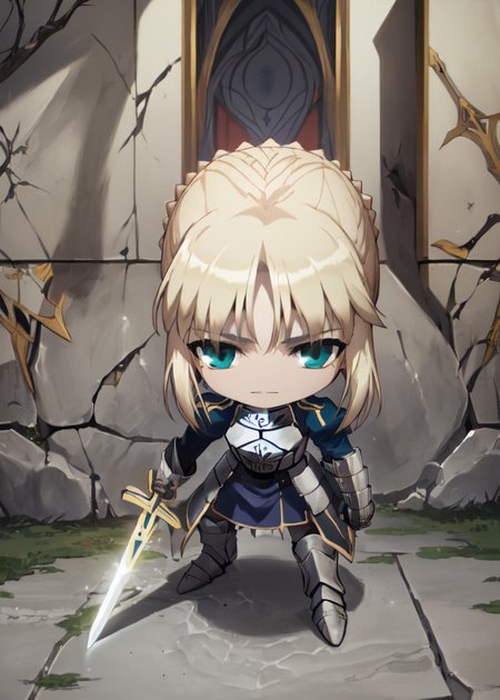4k,8k,(chibi:1.2), <lora:maplestory20-000009:1>,(masterpiece:1.4), (best quality:1.4), realistic, 1girl, artoria pendragon \(fate\), armor, (excalibur \(fate/stay night\), sword, holding sword:1.1) artoria pendragon \(fate\), armor, dress, suit, excalibur \(fate/stay night\), <lora:eyeLora_eyesV10:0.6> <lora:ironcatlora1Artoria_v10:0.8> ,loraeyes,