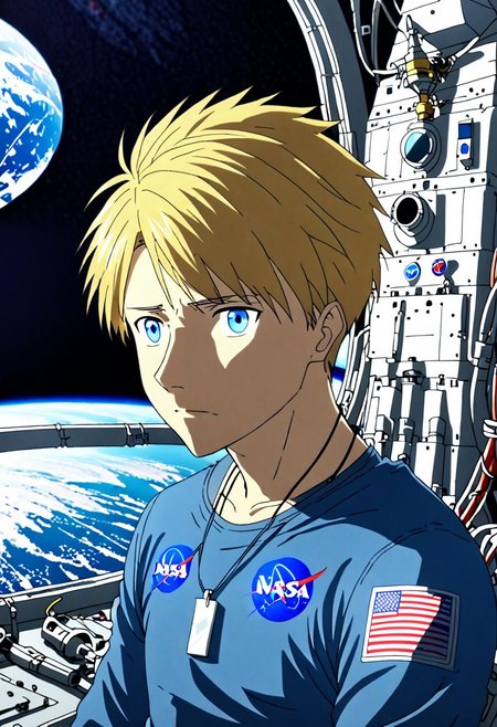 high resolution, solo, best quality, 1Boy, Yamato Ishida, Blond Hair, Blue Eyes, Necklace, documentary, Rocket Engineer, Nasa, OverallDetail