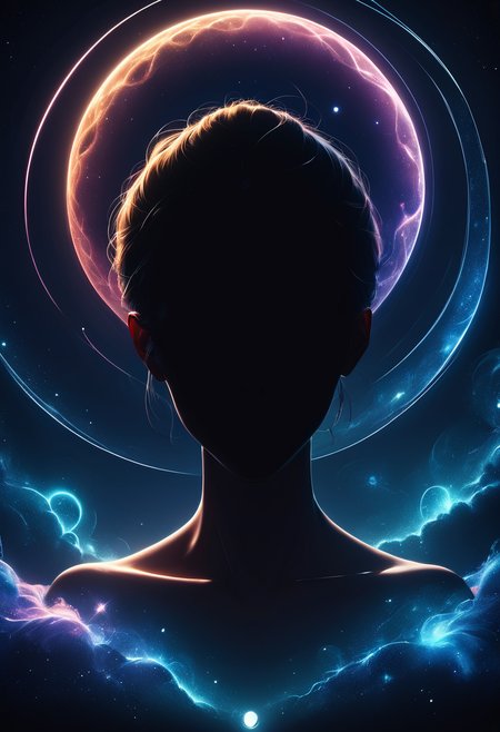 1girl,realistic,score_9,score_8_up,score_7_up,score_6_up,score_5_up,score_4_up glowing frame,backlight colors,silhouette colors,cosmic frame,beautiful woman in a frame,silhouette,backlighting,vibrant,magical night sky,illustration,soft,beautiful,dreamy,realistic,professional,simple,twinkling night sky,extremely detailed,hyper detailed,illustration,half finished sketch,half colored sketch,anime,masterpiece,bright colors,high contrast,vivid lighting,dark background,simple background,<lora:PonySpiritAnimals:0.5>,