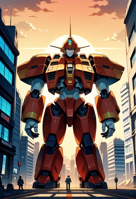 score_9, score_8_up, score_7_up, score_6_up, source_anime, rating_safe, aesthetic, 16K, dramatic lighting, robot, gundam, mecha, no human, giant, building, sunset, control tower,