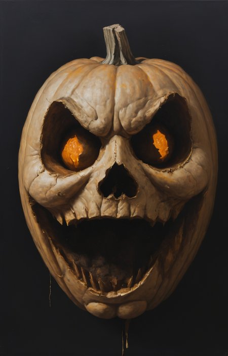 a painting of a jack o'lantern, close-up, in the style of nicola samori <lora:NicolaSamori:0.6>