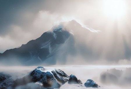 score_9,score_8_up,score_7_up,score_6_up , (spiral bokeh:1.2), (smokey cloud, magical effect, fog:1.5), landscape, (mountain, snow, freeze ice), (avalanche:2), (Rising sun, rays of sunshine:1.5)