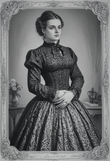 patterned back of a card, victorian_style, (llbreton, monochrome,greyscale)