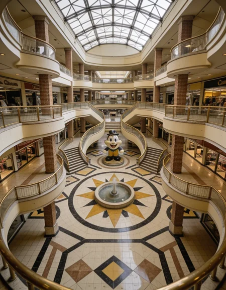 retro shopping mall atrium illu
