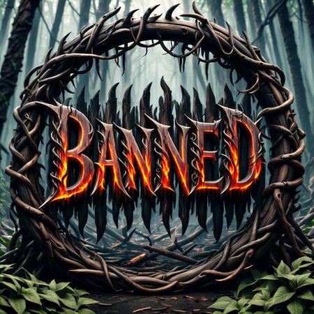 (BANNED) text logo, vines, wood, druidic background, epic, moody.