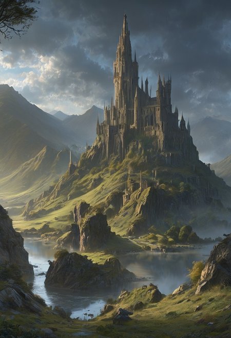 A captivating night scene illustration featuring Camelot large  hill overlooking a lake in Wales.   Camelot ancient but well maintained and updated and comfortable to live in.  This enchanting artwork captures a serene and peaceful early morning, where the sun is just starting to rise over the beautiful hills and Camelot  which   stands resolute amidst hills of Wales, creating a cinematic experience back to the times of King Arthur and his knights, 
 illustration, cinematic
<lora:DonM3t3rn1tyXL-v1.1:0.7>, DonM3t3rn1tyXL,
OverallDetailXL  <lora:MJ52:0.3>  <lora:SDXLFaeTastic2400:0.4>  <lora:EpicF4nta5yXL:0.7>