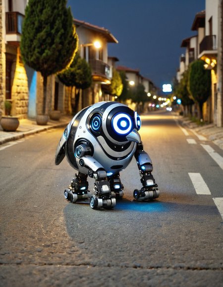 robotlora, turkey, robot, walking trough empty street at night