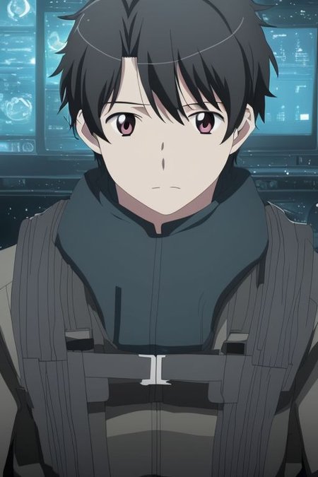 high resolution, solo, best quality, 1Boy, Inaho Kaizuka, Black Hair, Science Fiction, OverallDetail