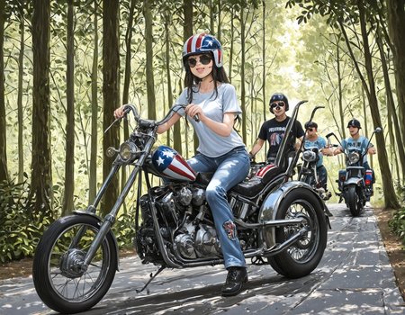 masterpiece, best quality, absurdres, ultra-detailed, highres, anime style    <lora:Easy_Rider_Cpt_America_Illus_(1):0.9>