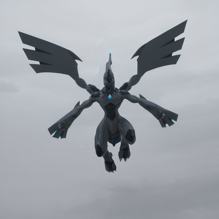 sfw, masterpiece, best quality,absurderes,photo,realistic,cinematic,source_photo,DLSR,full body,pokemon \(creature\), zekrom,flying,clouds,lightning,rain <lora:Reallustrious_Beta:1>
