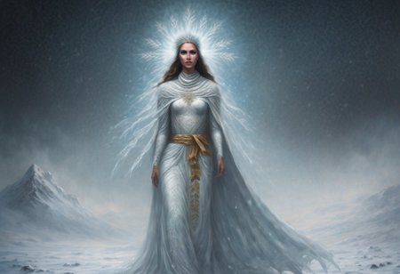 aidmafluxpro1.1,
A regal figure emerges from the swirling snowstorm, her porcelain skin illuminated only by the faint moonlight casting an eerie glow. Frosty mist shrouds her ethereal form as she stands amidst the frozen wilderness, a cruel portrait of divinity's creature come to life on this fateful eve. The high-resolution image captures every intricate detail, from the delicate lace of her gown to the snowflakes dancing around her, as if suspended in time. Zoroaster