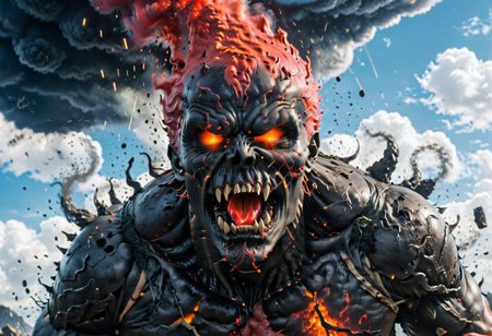 According to the rules, in such cases, it was supposed to become a black impenetrable cloud, fill the entire space with itself, catch up with  red DEVIL SPAWN horror and look at him with an ominous luminous look from nowhere and from everywhere, which Bomchi immediately did.  Feeling of fear, feeling of horror,rich colors, ultra clear image, more realistic, high resolution photos, 8K HD wallpapershigh quality, intricate details,  ultra detailed, ,depth of field, 8k resolution trending on Artstation Unreal Engine 5, Epic,detailed background, <lora:xl_more_art-full_v1:1.2>  <lora:JuggerCineXL2:0.8> , Cinematic,  <lora:EnvyActionShotXL01:0.8> action shot