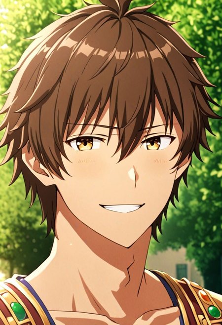 high resolution, solo, best quality, 1Boy, Seiya Kanie, Brownish Hair, Looking at viewer, happiness, depth of field, half body, outdoor, OverallDetail