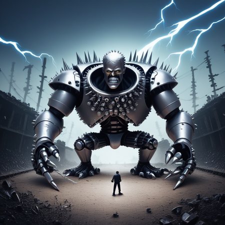 embedding:lazyup, 2boys, rival inventors dueling with magnetic screwdrivers, battlefield of giant rolling gears, stormy sky with lightning shaped like hex keys, fastenerswm <lora:FastenersWMv0.4:1.0000000000000002> <lora:TrendCraft_The_Peoples_Style_Detailer-v2.0A-3_13_2025-PonyXL:0.4000000000000001>