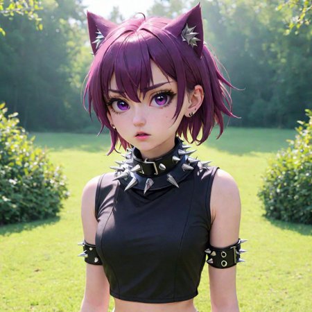 totless,1girl, outfit2, spiked collar , outdoor background