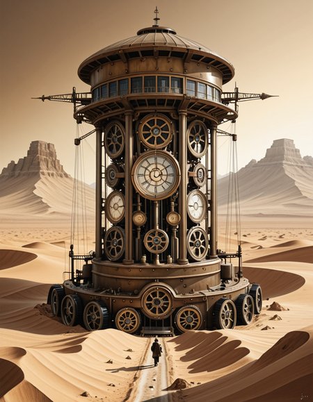 A surreal, post-apocalyptic painting in the style of JarosÅaw Jasnikowski, depicting the remnants of humanity fully transformed into biomechanical cyborgs wandering across an endless desert. The figures are tall and thin, with elongated limbs made of polished brass, steel cables, and exposed clockwork mechanisms. Their faces are partially human, partially machineâsome with glowing eyes, others with metal masks or glass domes revealing complex gears within. Each cyborg carries strange mechanical devices or wears baroque, steampunk-inspired armor. The desert landscape is vast and cracked, with rusted machine parts half-buried in the sand and fragments of broken technology scattered across the ground. In the distance, colossal, decaying machines lie abandonedâhalf-sunken cities, metallic towers bent by time, and airships grounded and torn apart. The sky is hazy and ochre-colored, with two suns casting long, warped shadows. The atmosphere is haunting and symbolic, evoking themes of lost humanity, time, and industrial decay. Rich textures, dark golden tones, and impossible architecture complete the surreal and philosophical ambiance typical of Jasnikowskiâs work.<lora:SDXLFaeTastic2400:0.4> <lora:extremely_detailed:0.4> extremely detailed,JarosÅaw J4sn1k0wsk1 <lora:JarosÅaw_J4sn1k0wsk1:1>, Masterpiece,best quality,hi res,8k,hi res,8k,award winning,(sharp focus, intricate, highly detailed),